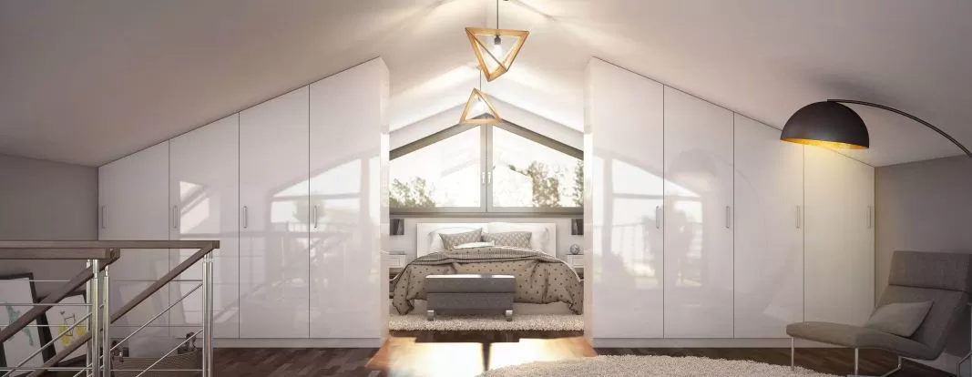 Einbauschränke Dachschräge Weiß Hochglanz