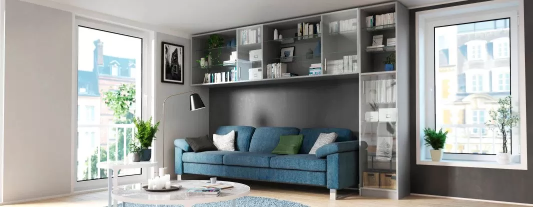 Hængende vitrineskab i antracit