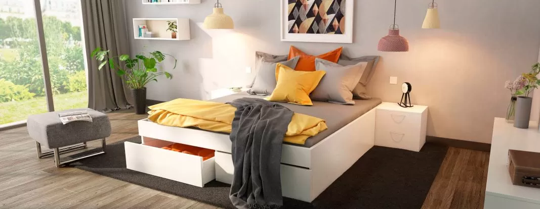 Configurar online una cama doble blanca a medida